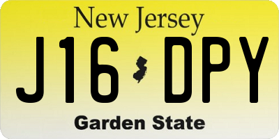 NJ license plate J16DPY