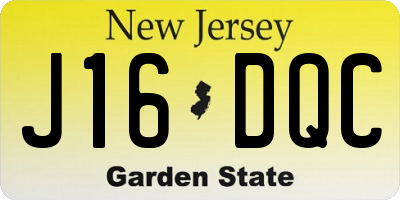 NJ license plate J16DQC