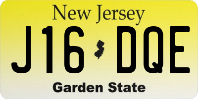 NJ license plate J16DQE