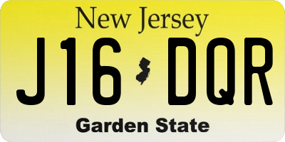 NJ license plate J16DQR