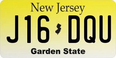 NJ license plate J16DQU