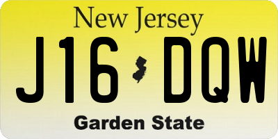 NJ license plate J16DQW