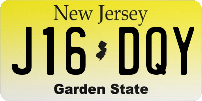 NJ license plate J16DQY