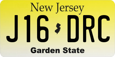 NJ license plate J16DRC