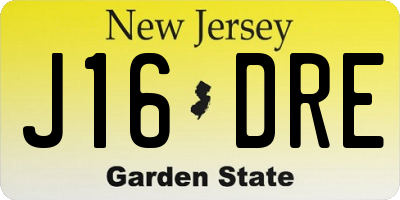 NJ license plate J16DRE
