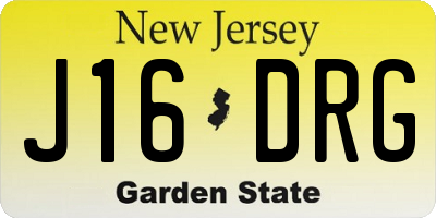 NJ license plate J16DRG