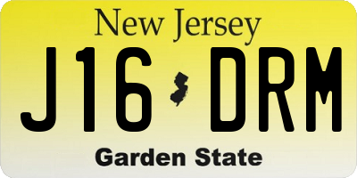 NJ license plate J16DRM