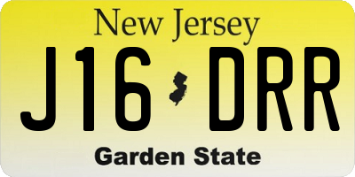 NJ license plate J16DRR
