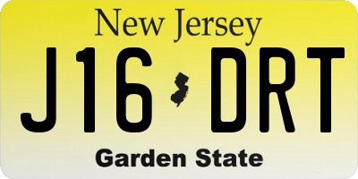 NJ license plate J16DRT