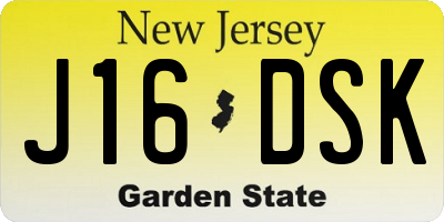 NJ license plate J16DSK
