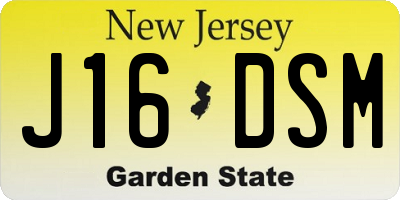 NJ license plate J16DSM