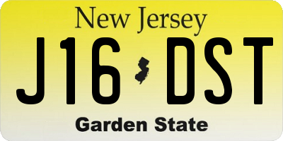 NJ license plate J16DST