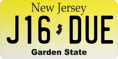 NJ license plate J16DUE