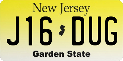 NJ license plate J16DUG
