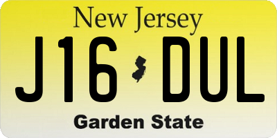 NJ license plate J16DUL