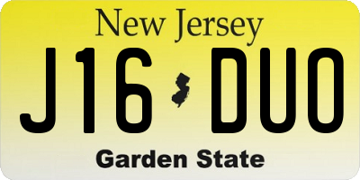 NJ license plate J16DUO