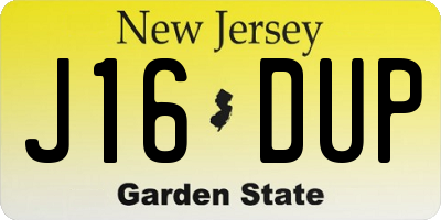NJ license plate J16DUP