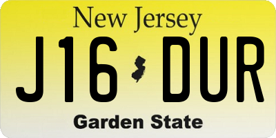 NJ license plate J16DUR