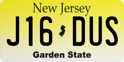 NJ license plate J16DUS