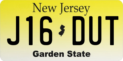 NJ license plate J16DUT