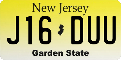 NJ license plate J16DUU