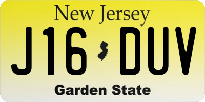 NJ license plate J16DUV