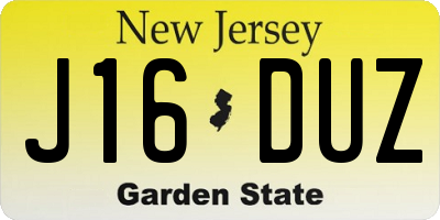 NJ license plate J16DUZ
