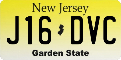 NJ license plate J16DVC