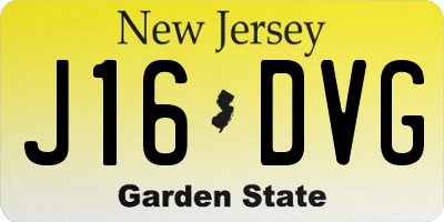 NJ license plate J16DVG