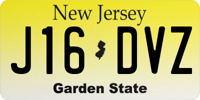 NJ license plate J16DVZ