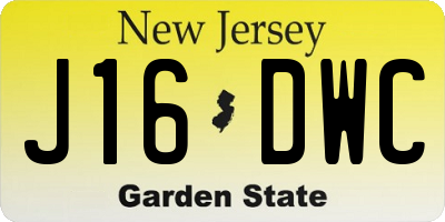 NJ license plate J16DWC