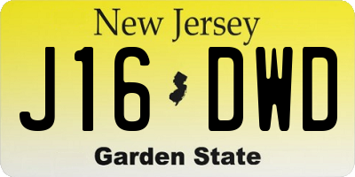 NJ license plate J16DWD