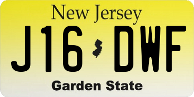 NJ license plate J16DWF