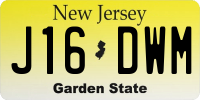 NJ license plate J16DWM