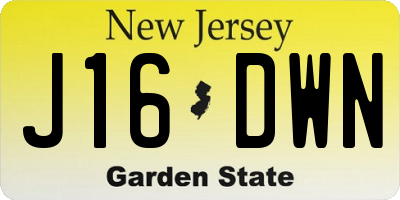 NJ license plate J16DWN