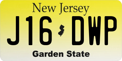 NJ license plate J16DWP