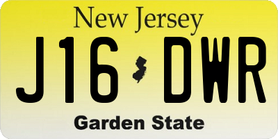 NJ license plate J16DWR