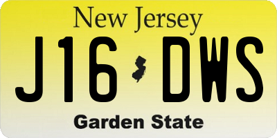 NJ license plate J16DWS