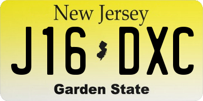 NJ license plate J16DXC