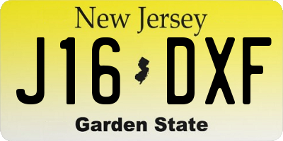 NJ license plate J16DXF