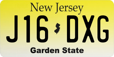NJ license plate J16DXG