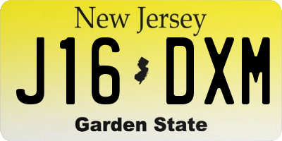 NJ license plate J16DXM