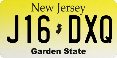 NJ license plate J16DXQ