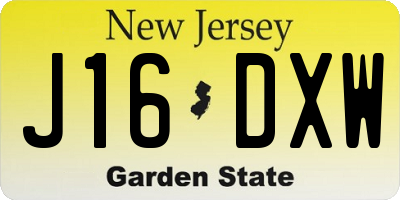NJ license plate J16DXW
