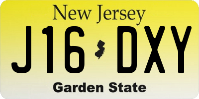 NJ license plate J16DXY