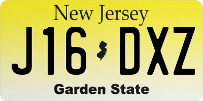 NJ license plate J16DXZ