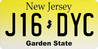 NJ license plate J16DYC