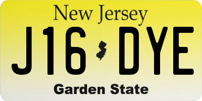 NJ license plate J16DYE