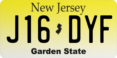 NJ license plate J16DYF