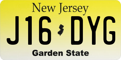 NJ license plate J16DYG
